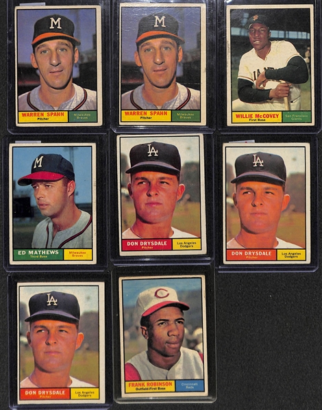 Lot of 175+ Assorted 1961 Topps Baseball Cards w. Warren Spahn x2