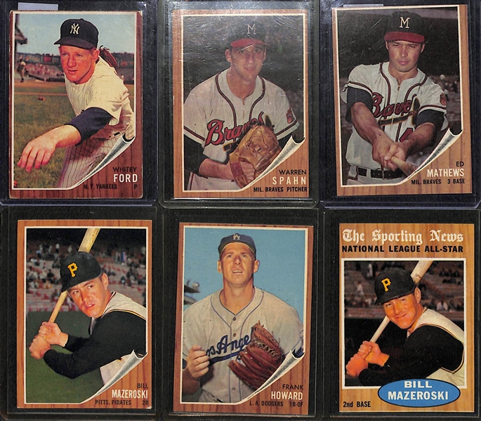 Lot of 100+ Assorted 1962 Topps Baseball Cards w. Whitey Ford