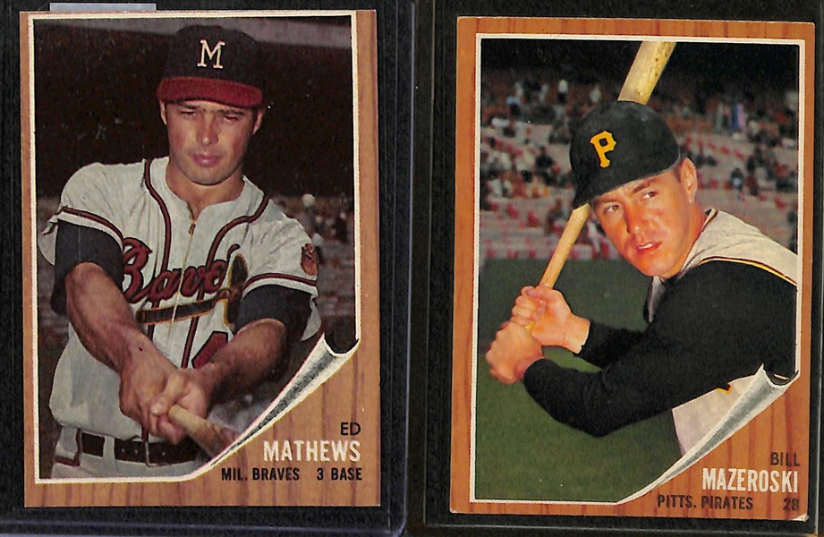 Lot of 100+ Assorted 1962 Topps Baseball Cards w. Whitey Ford
