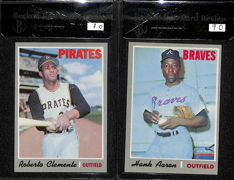 Lot of 2 - 1970 Topps Roberto Clemente & Hank Aaron - Both BVG 7.0