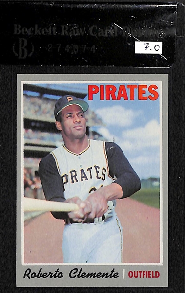 Lot of 2 - 1970 Topps Roberto Clemente & Hank Aaron - Both BVG 7.0
