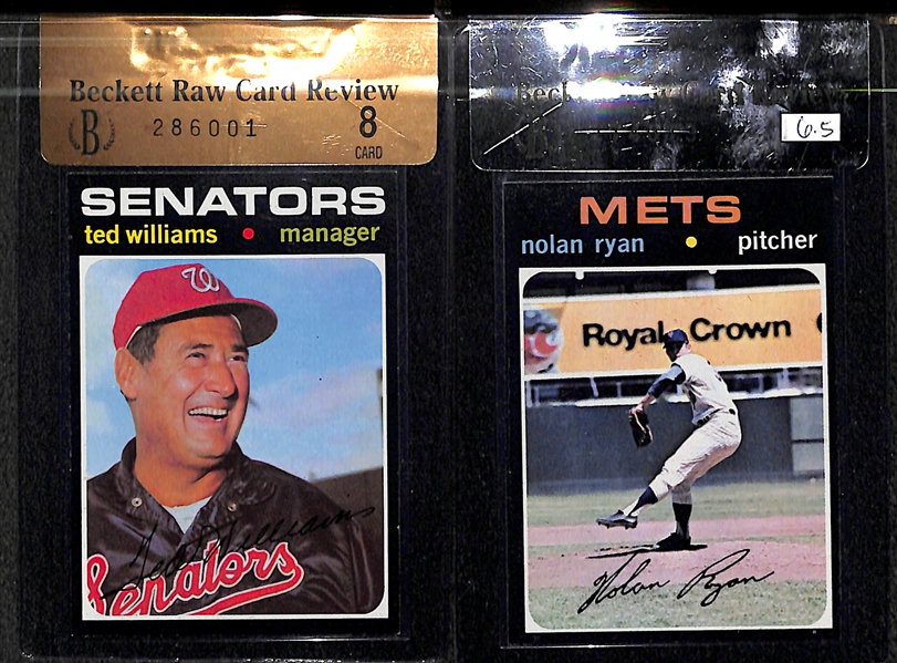 Lot of 2 - 1971 Topps Ted Williams & Nolan Ryan - BVG 8 & 6.5