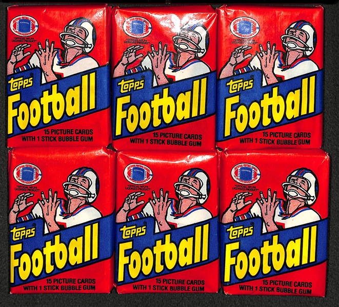 Lot of 15 Topps Football Cards from 1956-1979 & 6 Sealed 1982 Football Packs w. 1956 Lenny Moore RC