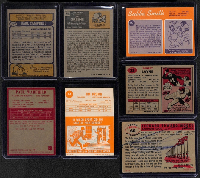Lot of 15 Topps Football Cards from 1956-1979 & 6 Sealed 1982 Football Packs w. 1956 Lenny Moore RC