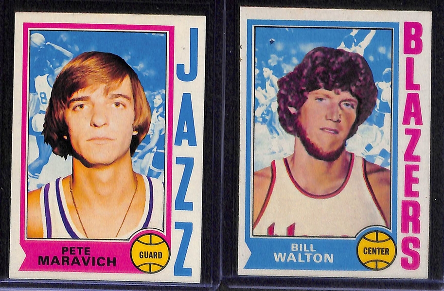 Lot of 2 Sealed 1980-1981 Topps Basketball Packs, and 70 Topps & Fleer Basketball Cards from 1974-74 & 1986-87
