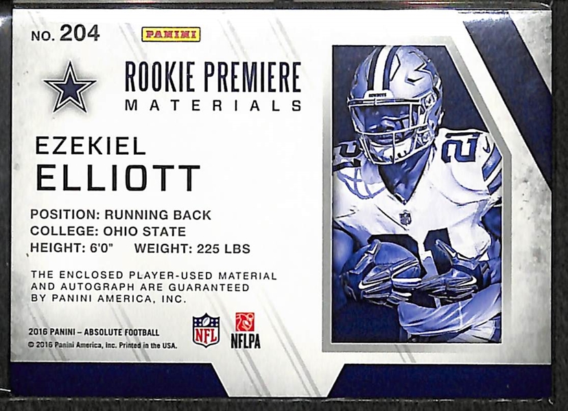 2016 Panini Absolute Ezekiel Elliott Autograph Rookie Jersey Card /199