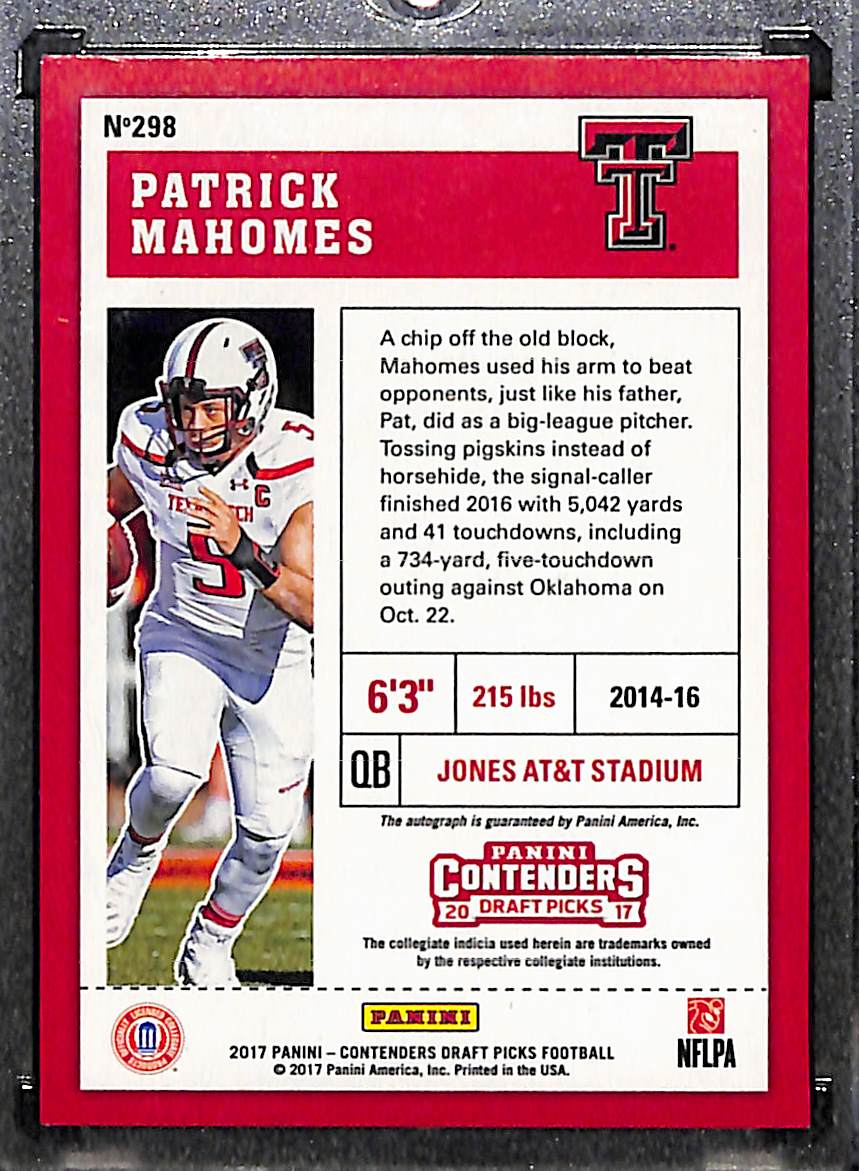 Lot Detail - 2017 Panini Contenders Draft Patrick Mahomes Autograph Rookie Card 96/99