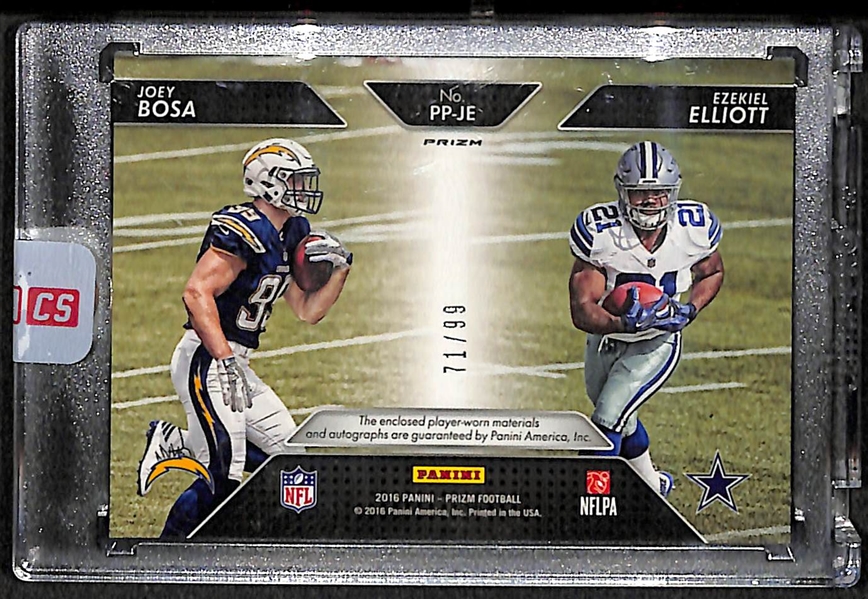 2016 Panini Prizm Ezekiel Elliott-Joey Bosa Autograph Rookie Jersey Card