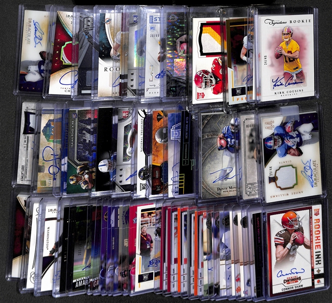 Lot Of 50 Football Autograph Cards w. Kirk Cousins & Ozzie Newsome