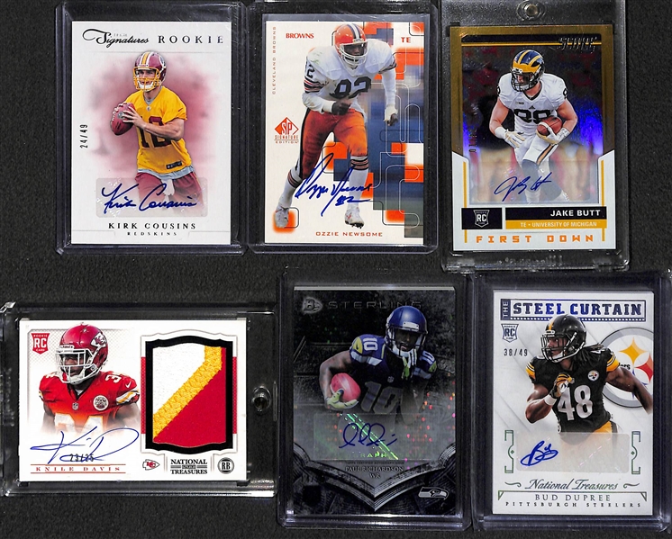 Lot Of 50 Football Autograph Cards w. Kirk Cousins & Ozzie Newsome