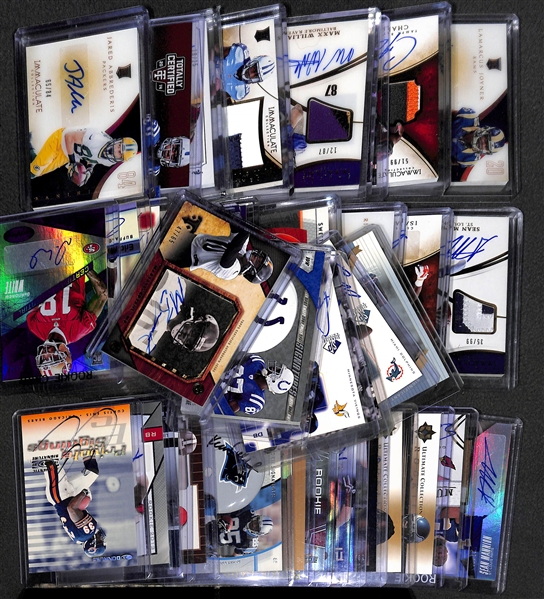 Lot Of 40 Football Autograph Cards w. Reggie Wayne & Martavis Bryant