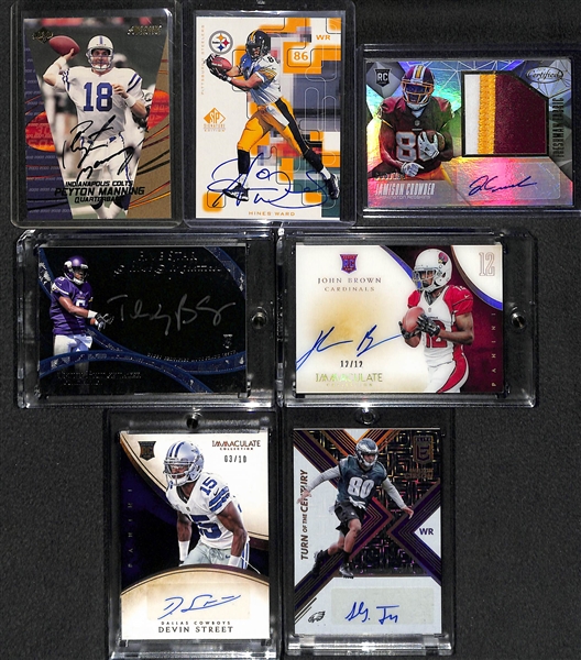 Lot Of 7 Football Stars Autograph Cards w. Peyton Manning & Hines Ward