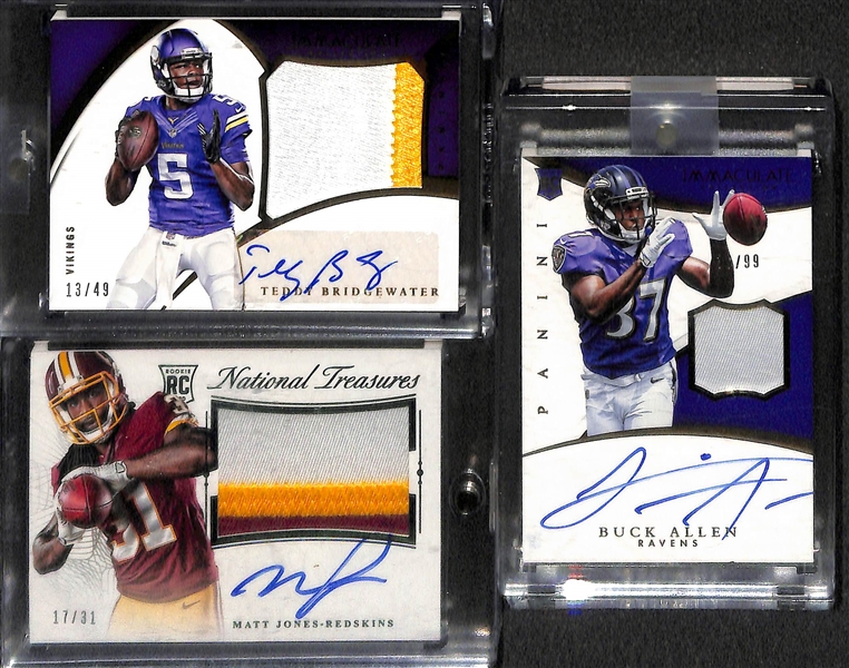 Lot Of 7 Football Autograph Cards w. Ray Lewis & Kirk Cousins