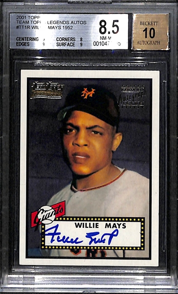 2001 Team Topps Legends Willie Mays Autograph Card BGS 8.5 (NM+) w/ 10 Autograph