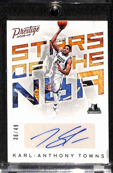 Lot OF 3 Basketball Stars Autograph Cards w. Leonard - Thompson - Towns