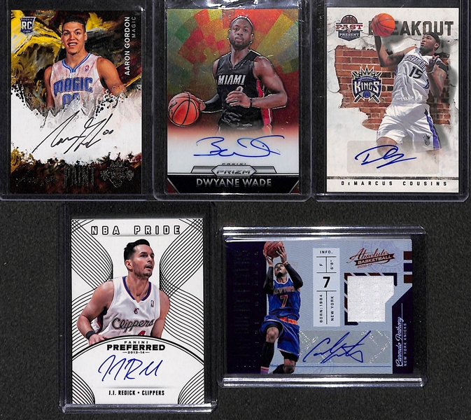Lot Of 5 Basketball Stars Autograph Cards w. Wade - Anthony - Gordon