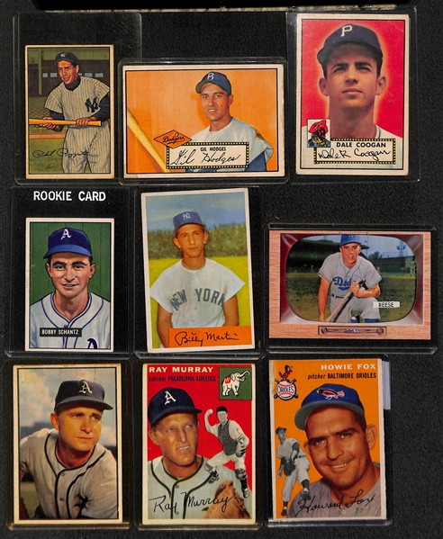 Lot of (9) 1950s Baseball Cards inc. HOFers/Stars inc. 1952 Topps Gil Hodges