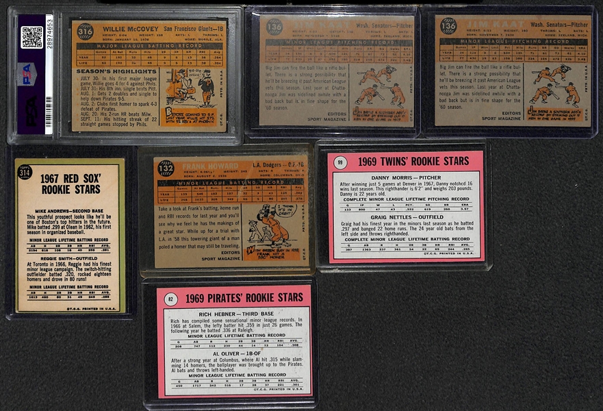 Lot of (7) 1960s Baseball Rookie Cards w/ Willie McCovey