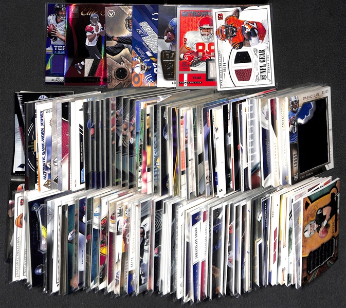 Lot Of 117 Football Relic Cards w. Flacco & Vick
