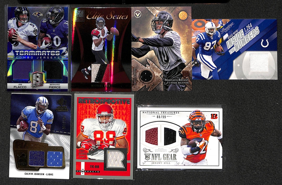 Lot Of 117 Football Relic Cards w. Flacco & Vick