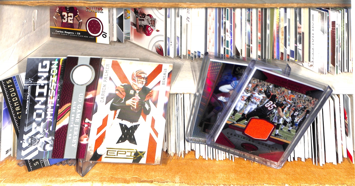 Lot Of 210 Football Relic Cards w. Palmer & Smith