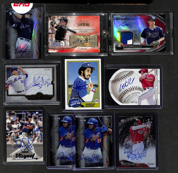 Lot Of 22 Baseball Autograph Cards w. Conforto & Yelich