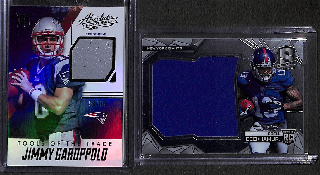 Lot Of 42 Football Stars & HOF Relic Cards w. Garoppolo & Beckham