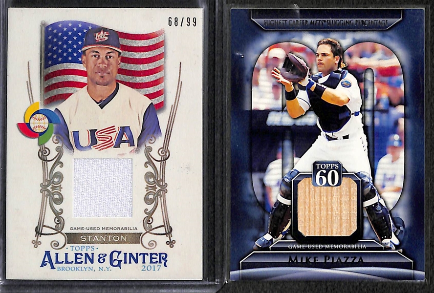 Lot Of 49 Baseball Relic Cards w. Stanton & Piazza