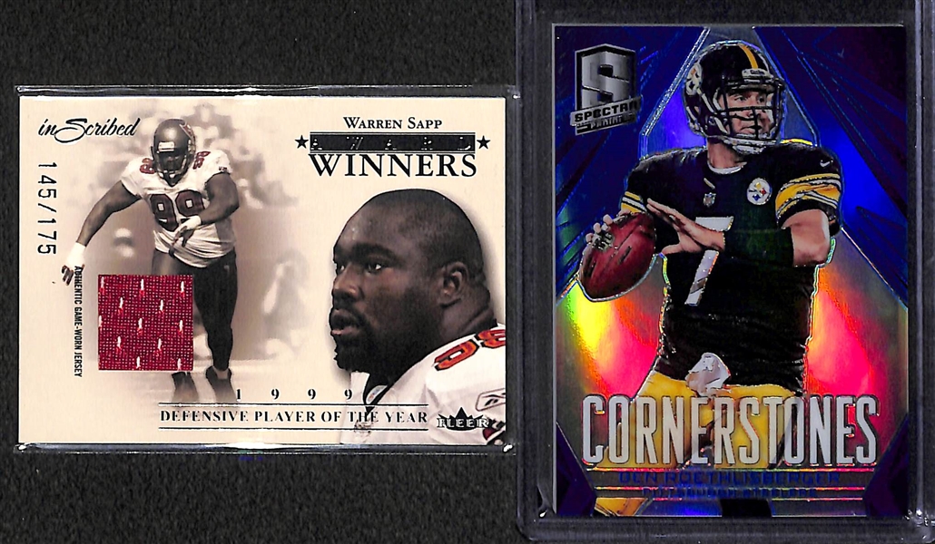 Lot Of 34 Football Relic & Numbered Cards w. Roethlisberger  & Newton