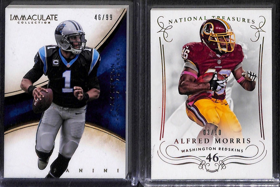 Lot Of 34 Football Relic & Numbered Cards w. Roethlisberger  & Newton