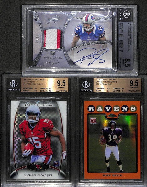 Lot Of 7 Football Graded Cards w. 2 Joe Flacco Autographs