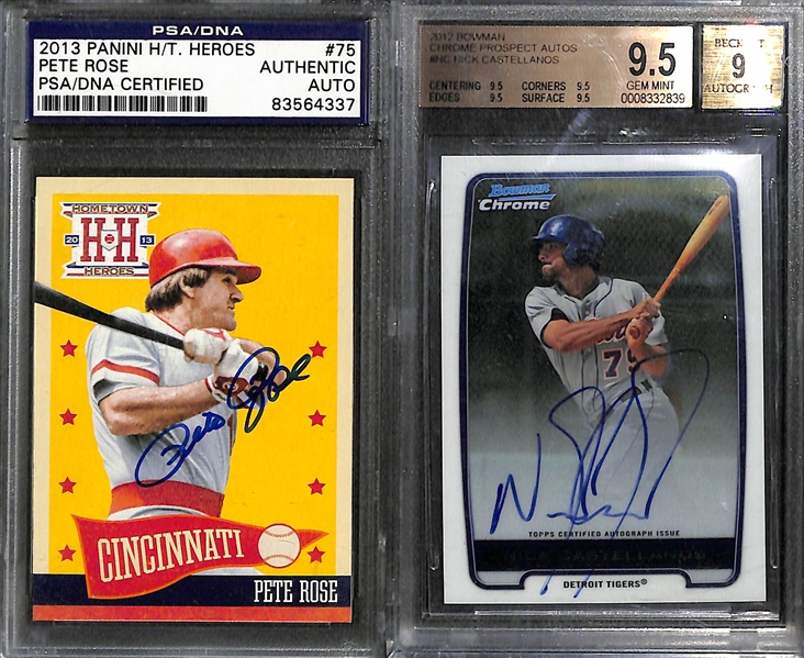 Lot Of 7 Graded Cards w. Pete Rose Autograph & Art Monk RC