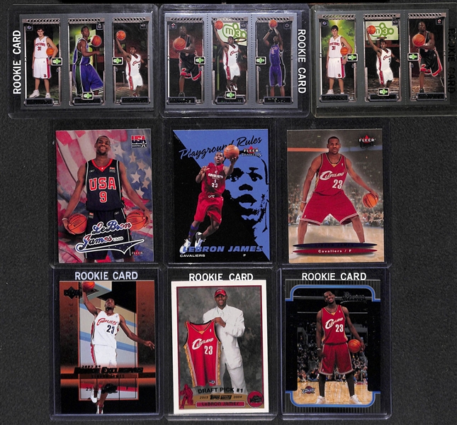Lot Of 125 LeBron James Assorted Cards w. Rookies