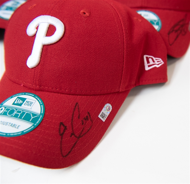 Lot Of 10 Phillies Signed Hats (MLB COA) w. Hellickson