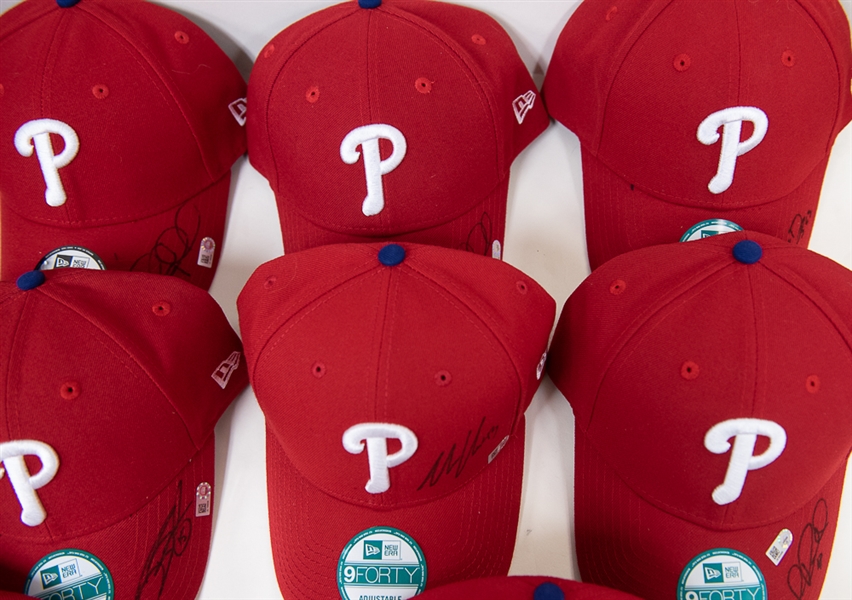 Lot Of 10 Phillies Signed Hats (MLB COA) w. Hellickson
