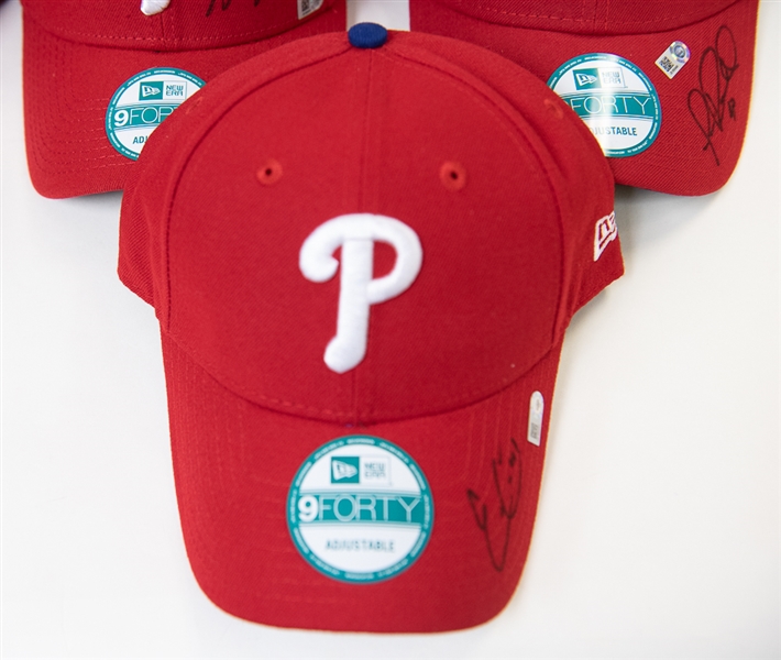 Lot Of 10 Phillies Signed Hats (MLB COA) w. Hellickson