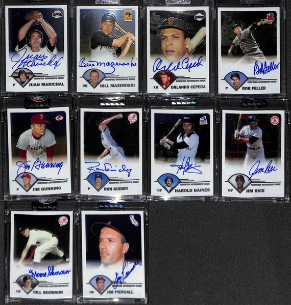 Lot Of 10 2003 Topps Chrome Retired Autograph Cards w. Marichal & Mazeroski