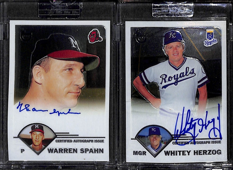 Lot Of 20 2003 Topps Chrome Retired Autograph Cards w. Spahn & Santo