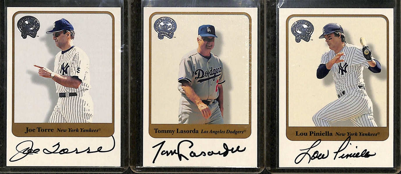 Lot Of 3 Baseball HOF Autograph Cards w. Torre & Lasorda