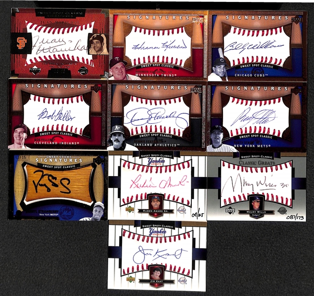 Lot Of 10 Sweet Spot Autograph Cards w. Marichal & Killebrew