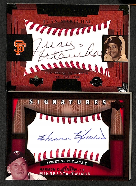 Lot Of 10 Sweet Spot Autograph Cards w. Marichal & Killebrew