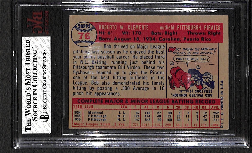 1957 Topps Roberto Clemente #400 Graded BVG 5 (EX)