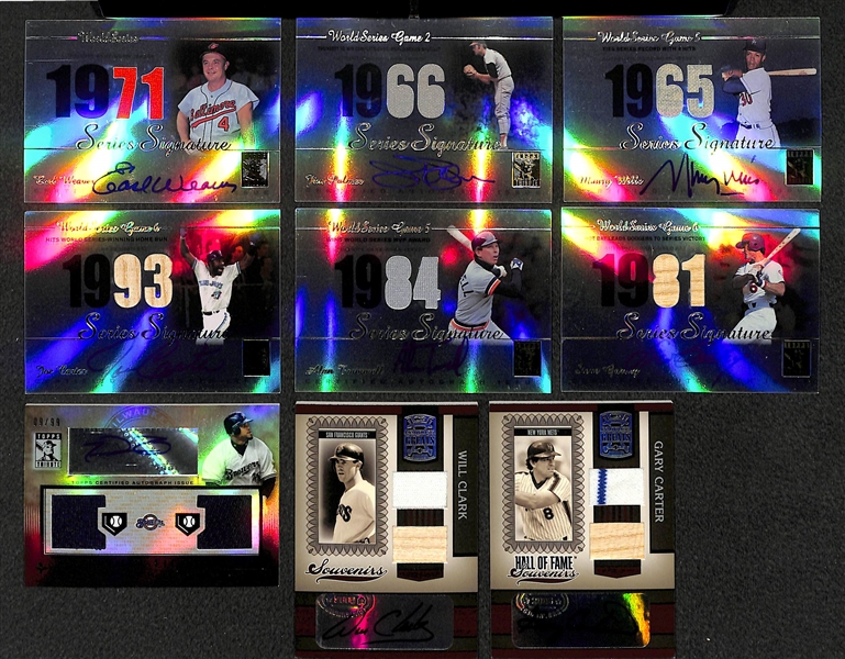 Lot Of 9 Baseball Autograph Relic Cards w. Earl Weaver