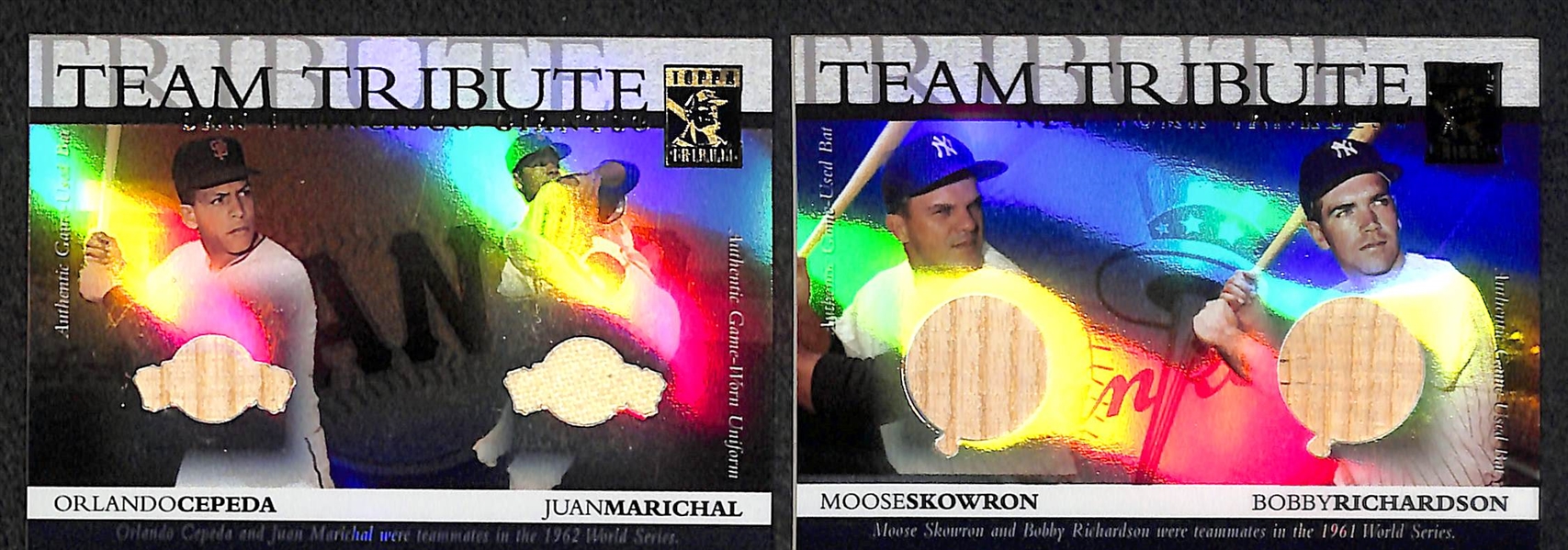 Lot Of 10 Topps Tribute Multi Relic Cards w. Whitey Ford