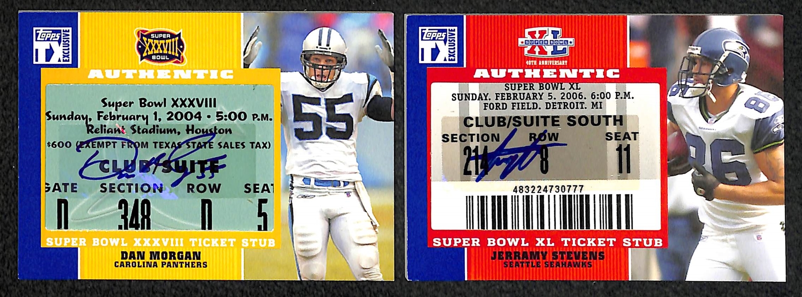 Lot Of 8 Super Bowl Ticket Stub Relic Cards w. Brian Dawkins Autograph 