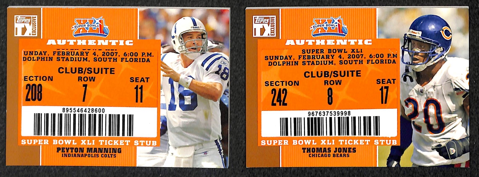 Lot Of 8 Super Bowl Ticket Stub Relic Cards w. Brian Dawkins Autograph 