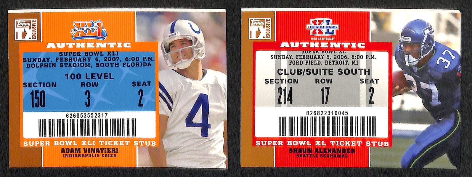 Lot Of 8 Super Bowl Ticket Stub Relic Cards w. Brian Dawkins Autograph 