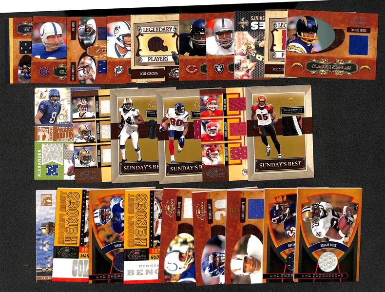 Lot Of 25 Football Relic Cards w. W. Payton & Unitas