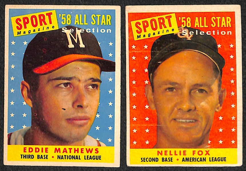 Lot of 188 Different 1958 Topps Baseball Cards w. Ted Williams AS