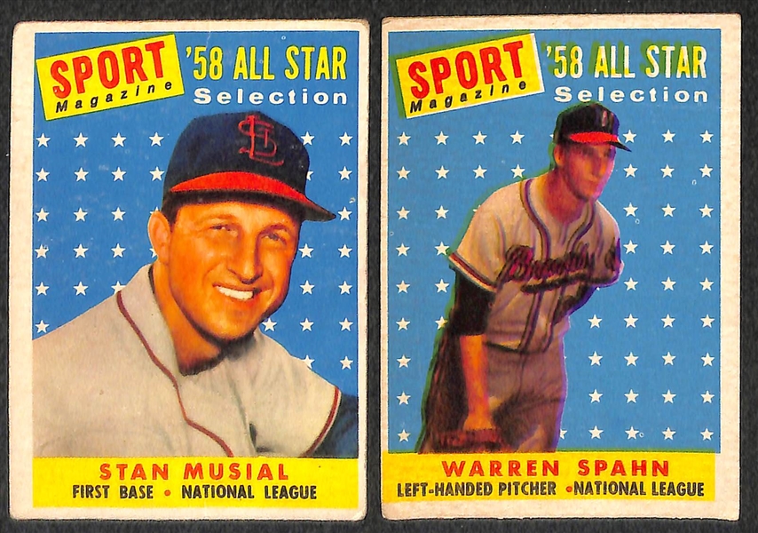 Lot of 188 Different 1958 Topps Baseball Cards w. Ted Williams AS